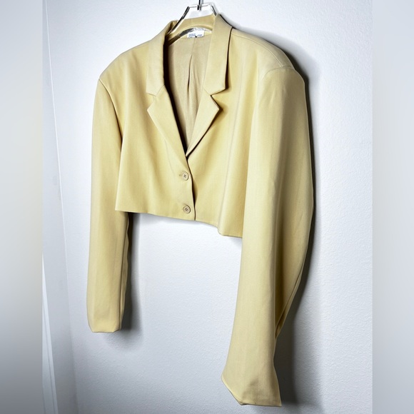 Danielle Bernstein Cropped Pastel Yellow Blazer Women’s Sz XXL - Picture 1 of 6